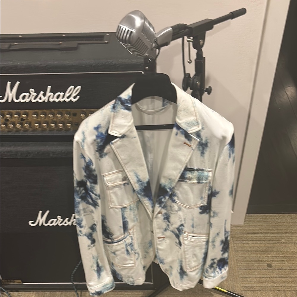 Alexander McQueen denim blazer white wash out. Limited edition